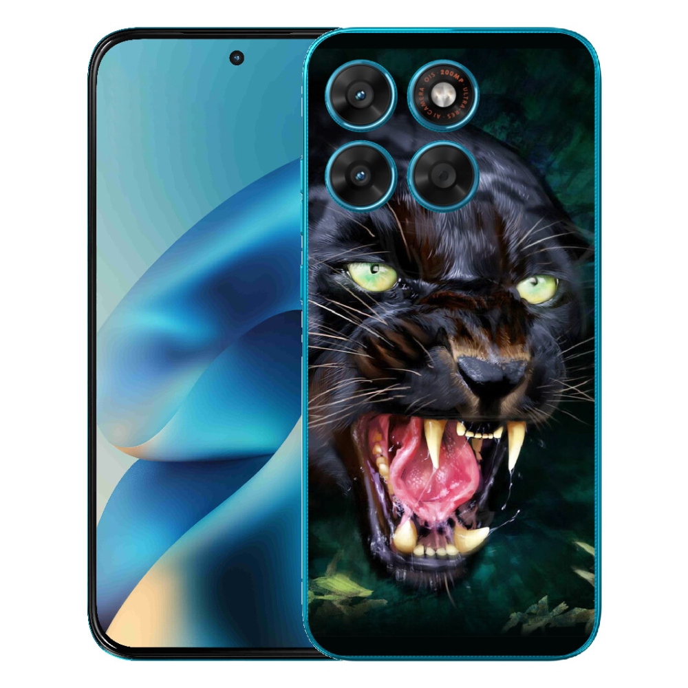 Gelový kryt mmCase na Motorola Moto G87/G77/G67 - rozzuřený černý panter