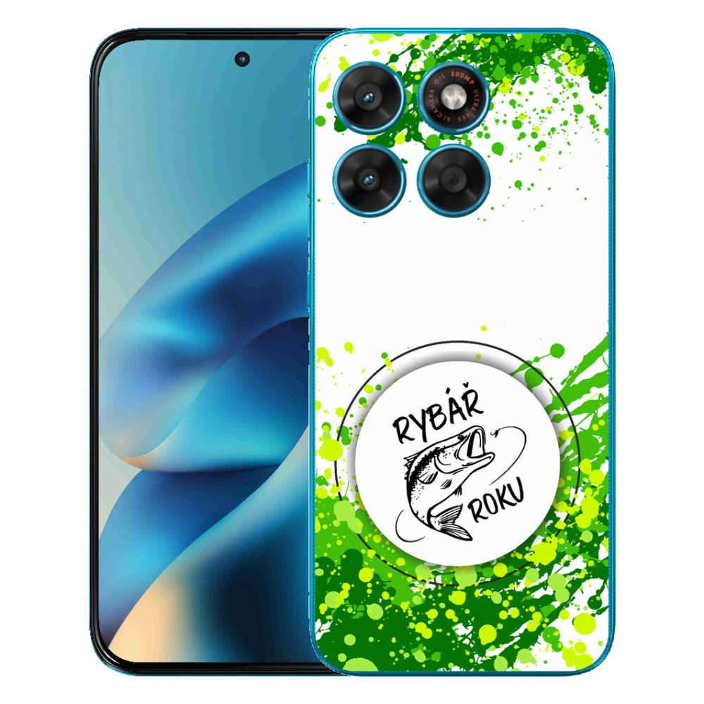 Gelový kryt mmCase na Motorola Moto G87/G77/G67 - rybář roku bílé pozadí