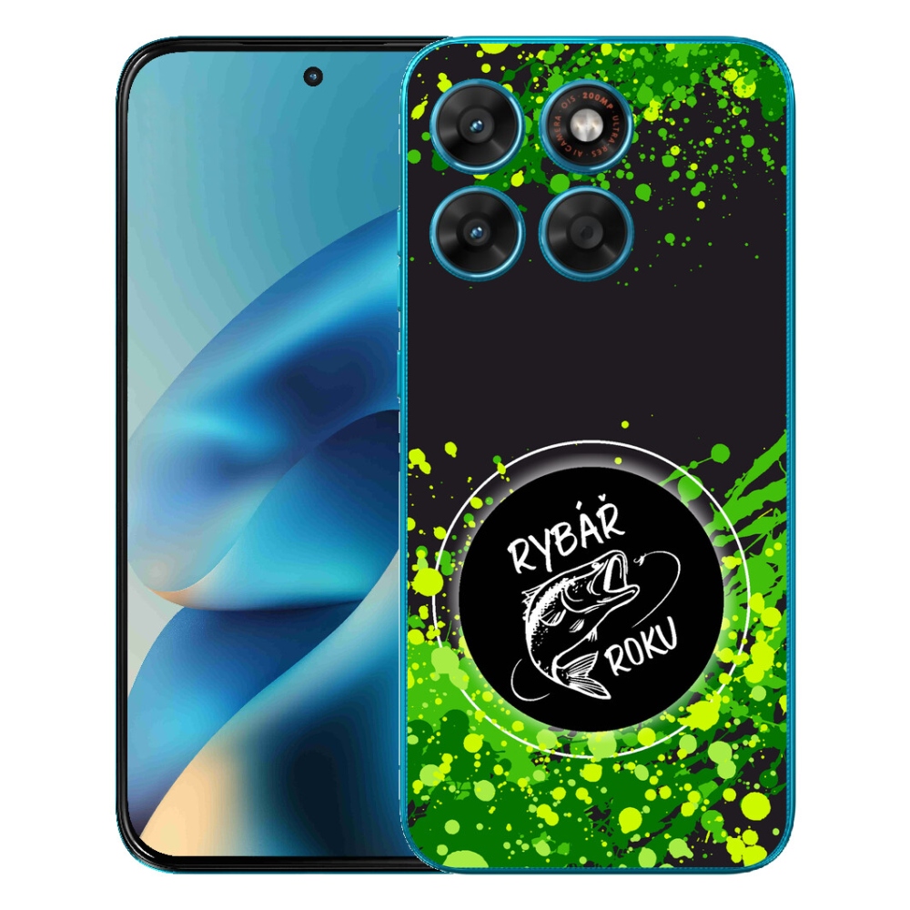 Gelový kryt mmCase na Motorola Moto G87/G77/G67 - rybář roku černé pozadí