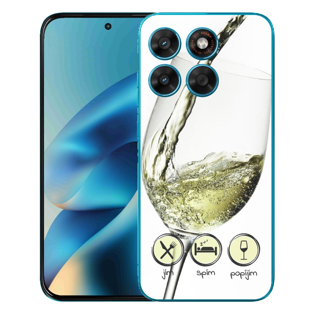 Gelový kryt mmCase na Motorola Moto G87/G77/G67 - sklenička vína bílé