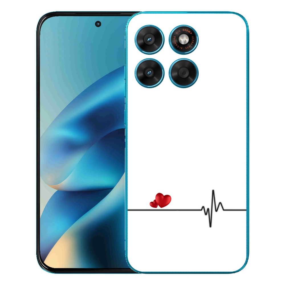 Gelový kryt mmCase na Motorola Moto G87/G77/G67 - srdce a tep bílé pozadí