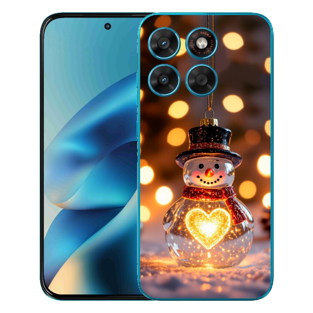 Gelový kryt mmCase na Motorola Moto G87/G77/G67 - svítící vánoční sněhulák