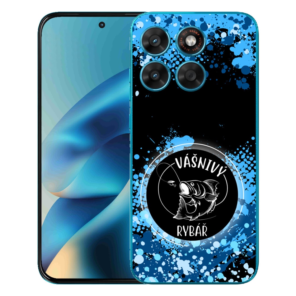 Gelový kryt mmCase na Motorola Moto G87/G77/G67 - vášnivý rybář černé pozadí