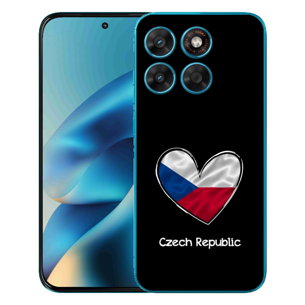 Gelový kryt mmCase na Motorola Moto G87/G77/G67 - vlajka srdce černé pozadí