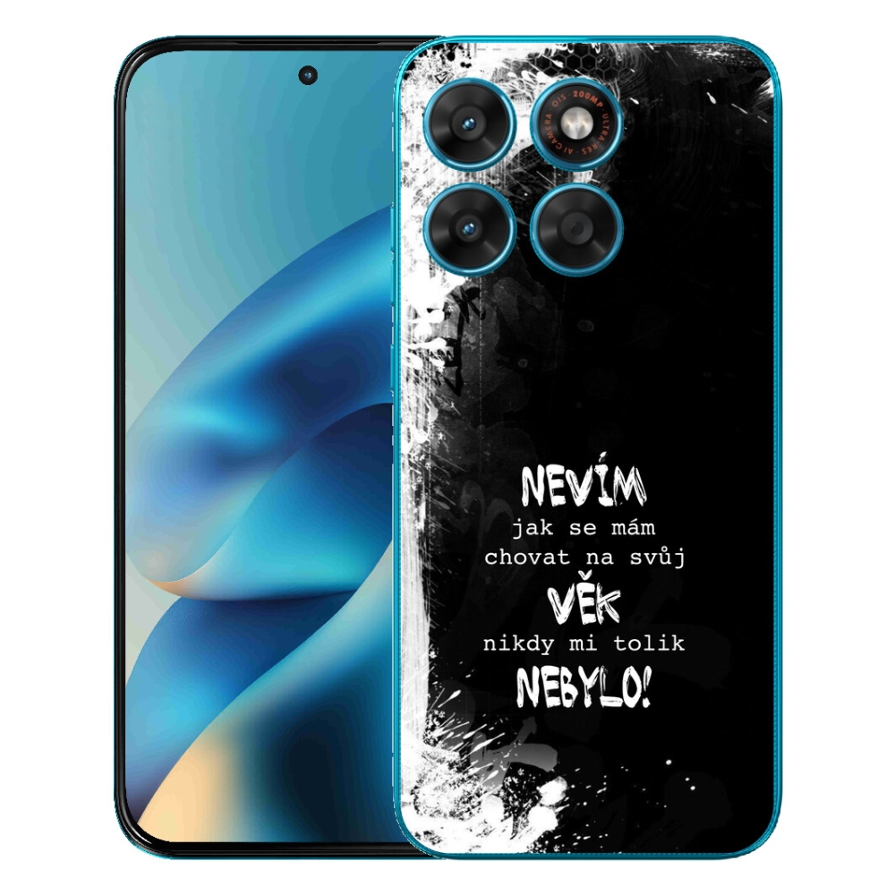 Gelový kryt mmCase na Motorola Moto G87/G77/G67 - vtipný text 14 černé pozadí