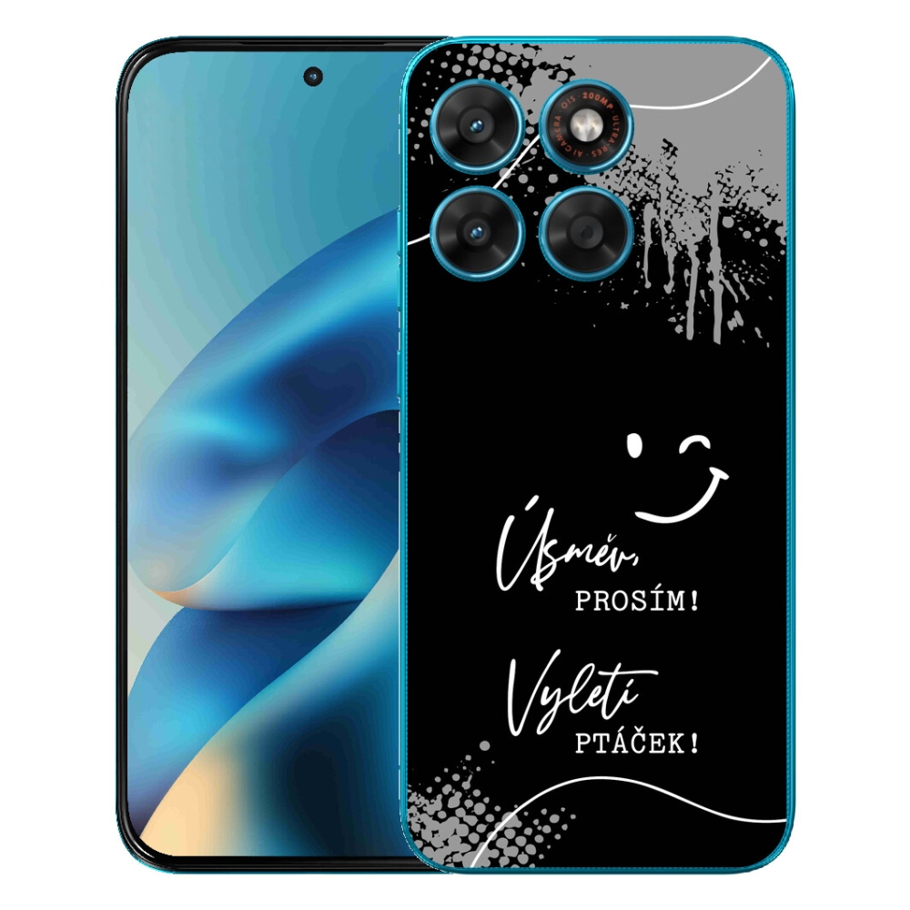 Gelový kryt mmCase na Motorola Moto G87/G77/G67 - vtipný text 4 černé pozadí