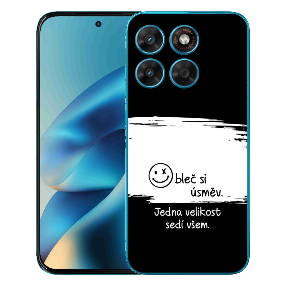 Gelový kryt mmCase na Motorola Moto G87/G77/G67 - vtipný text 8 bíločerné pozadí
