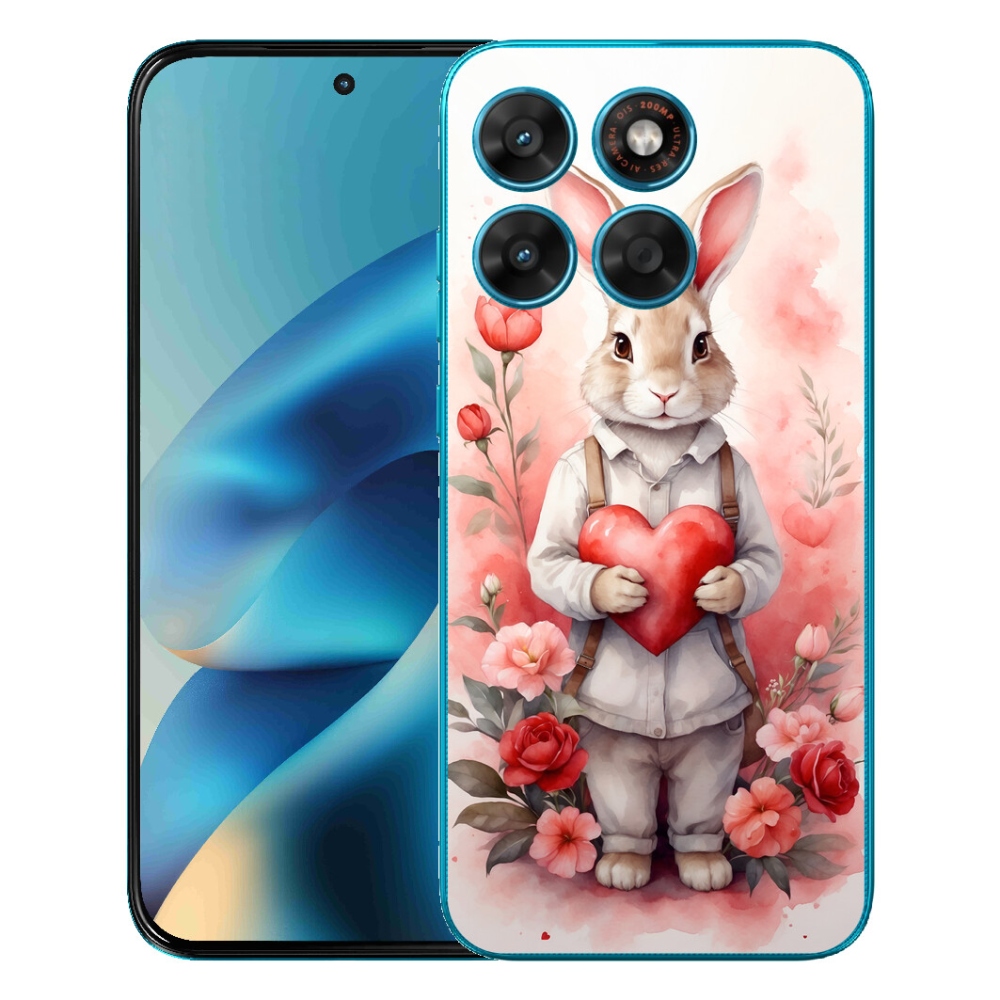 Gelový kryt mmCase na Motorola Moto G87/G77/G67 - zajíc se srdíčkem