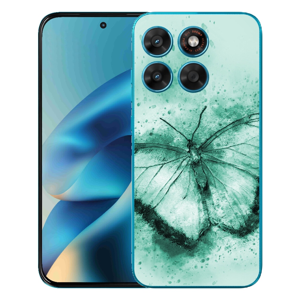 Gelový kryt mmCase na Motorola Moto G87/G77/G67 - zelený motýl