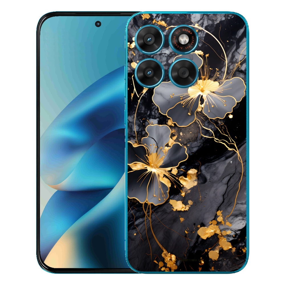 Gelový kryt mmCase na Motorola Moto G87/G77/G67 - zlaté květy