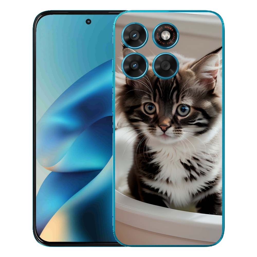 Gelový kryt mmCase na Motorola Moto G87/G77/G67 - zvědavé kotě