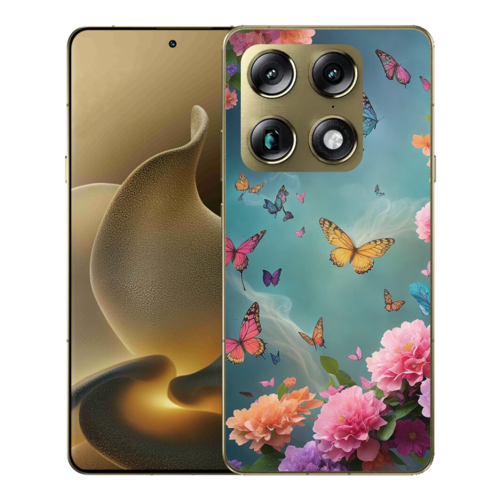 Gelový kryt mmCase na Motorola Signature - barevné květy a motýli