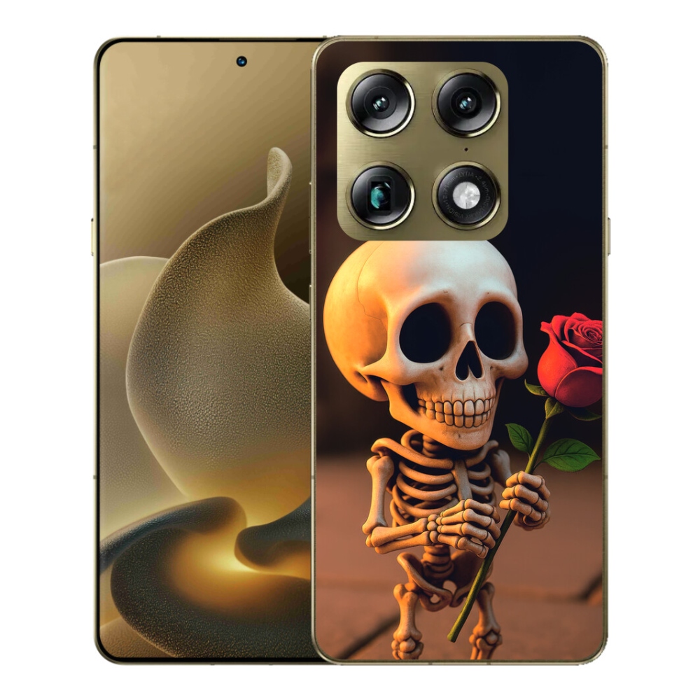 Gelový kryt mmCase na Motorola Signature - kostlivec s růží