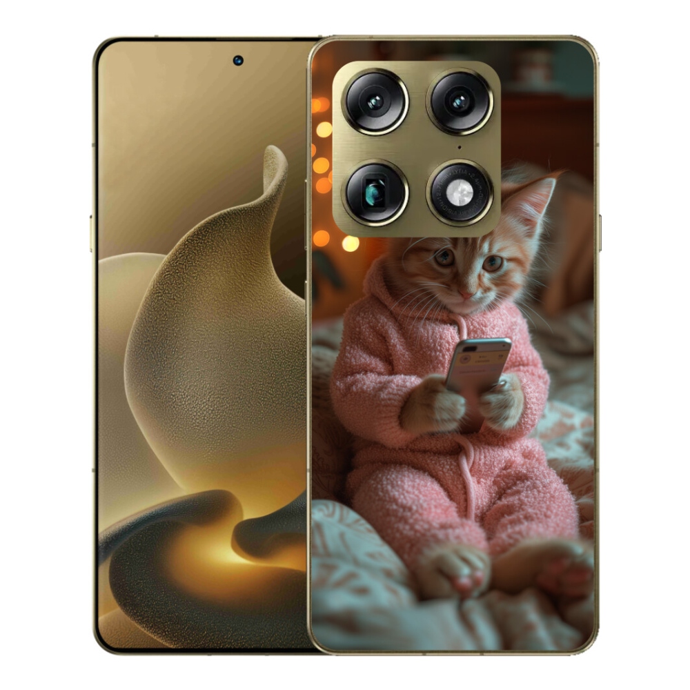 Gelový kryt mmCase na Motorola Signature - kotě s mobilem