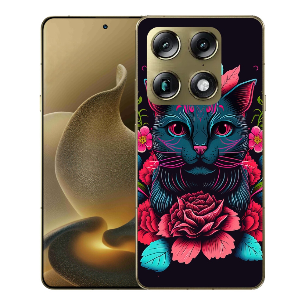 Gelový kryt mmCase na Motorola Signature - květiny a kočka