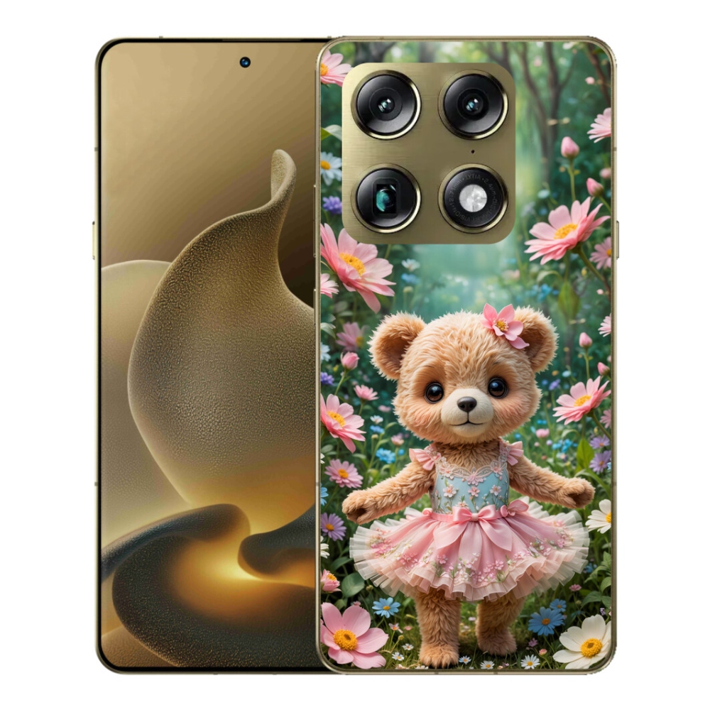 Gelový kryt mmCase na Motorola Signature - roztomilý medvídek v květinách
