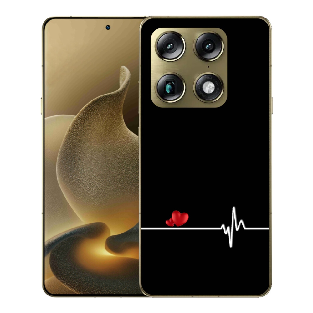 Gelový kryt mmCase na Motorola Signature - srdce a tep černé pozadí