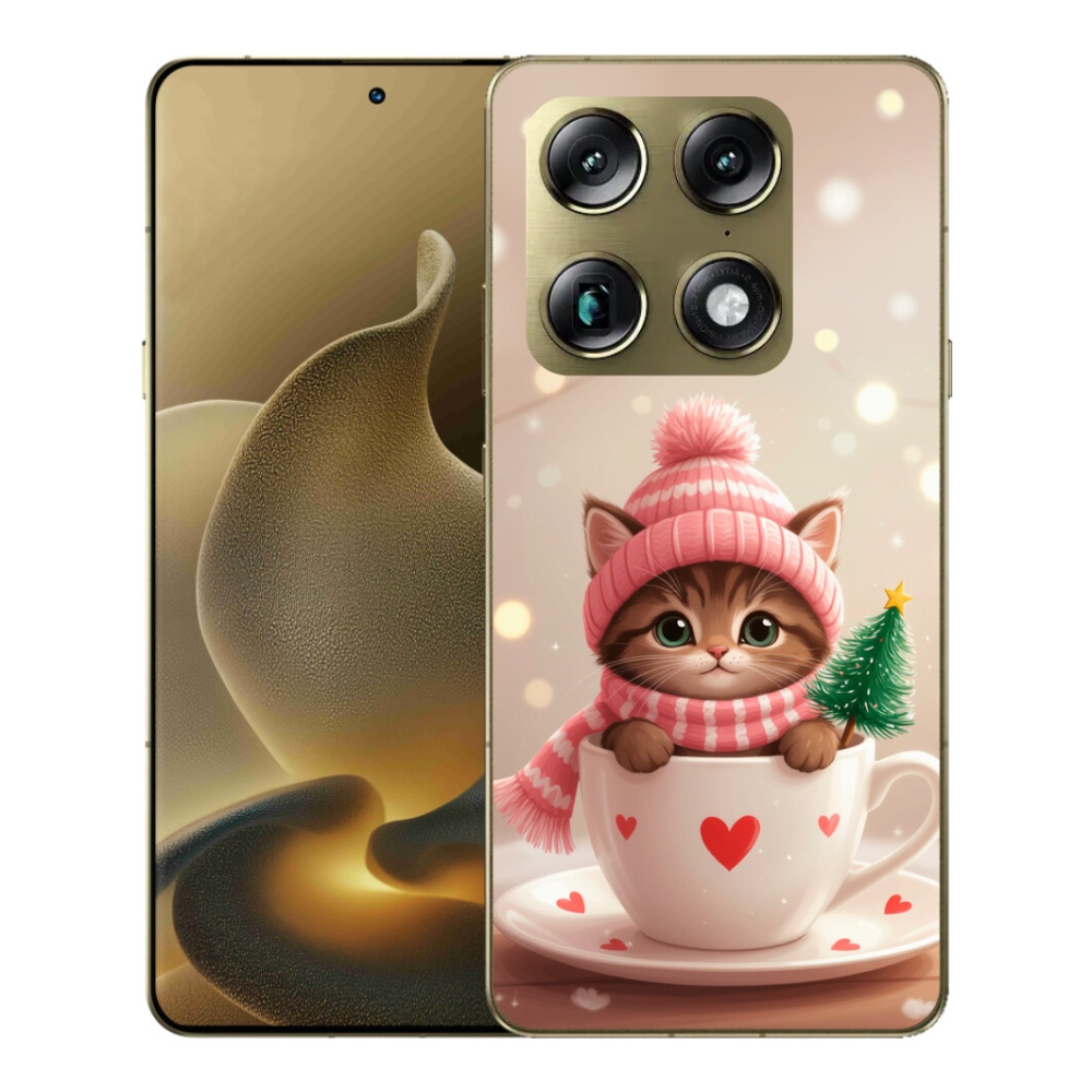 Gelový kryt mmCase na Motorola Signature - vánoční kotě v hrnku