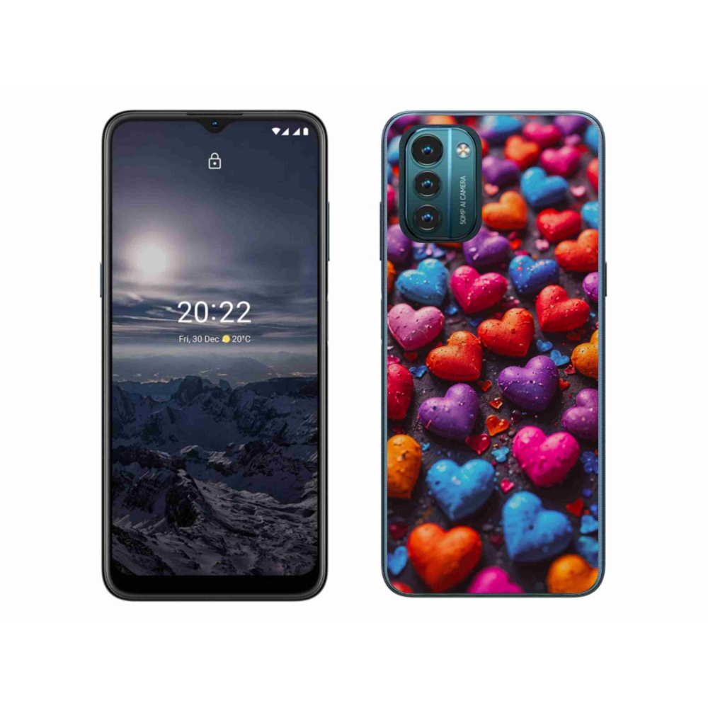 Gelový kryt mmCase na Nokia G11/G21 - barevná srdce
