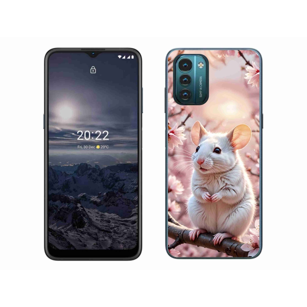 Gelový kryt mmCase na Nokia G11/G21 - bílá myš na větvi