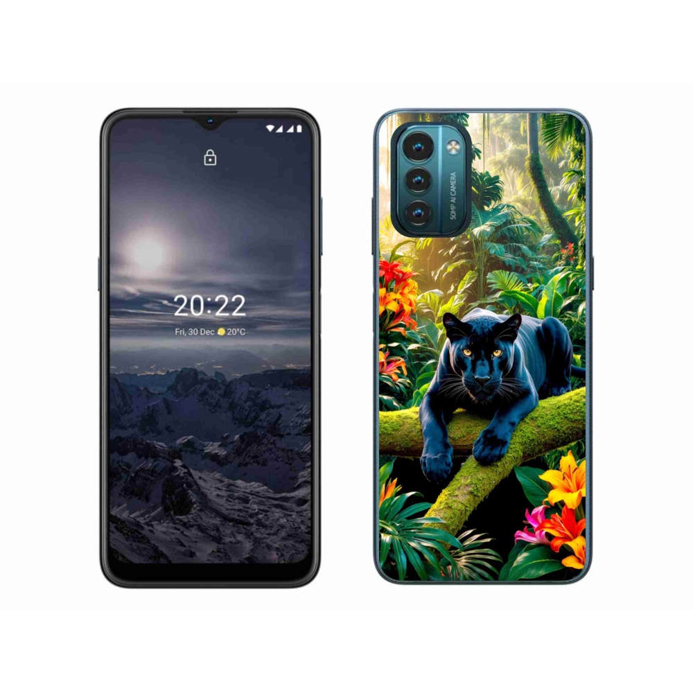 Gelový kryt mmCase na Nokia G11/G21 - černý panter v džungli