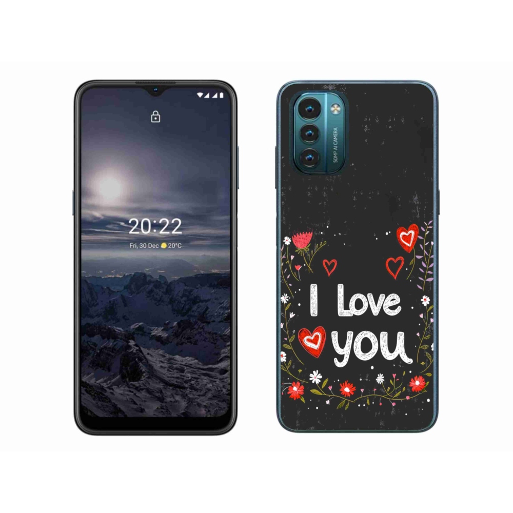 Gelový kryt mmCase na Nokia G11/G21 - I love you černé pozadí