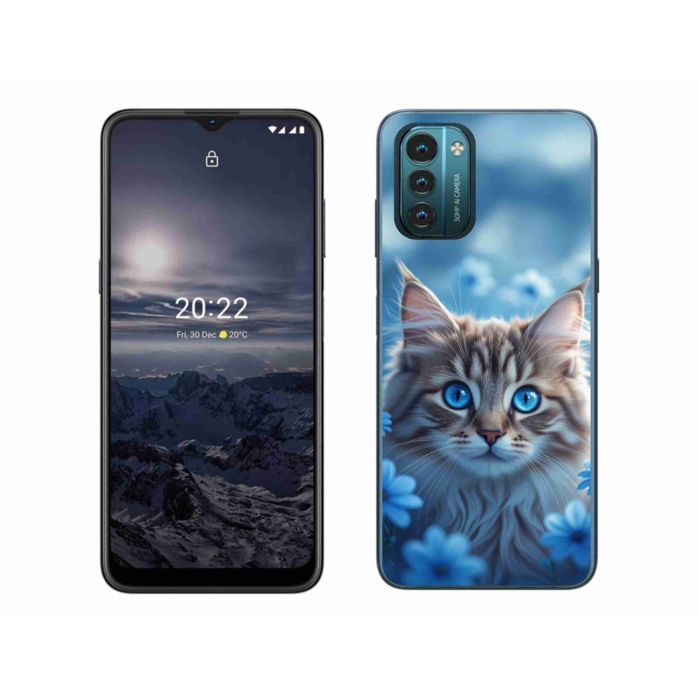 Gelový kryt mmCase na Nokia G11/G21 - koťátko v modrých květech