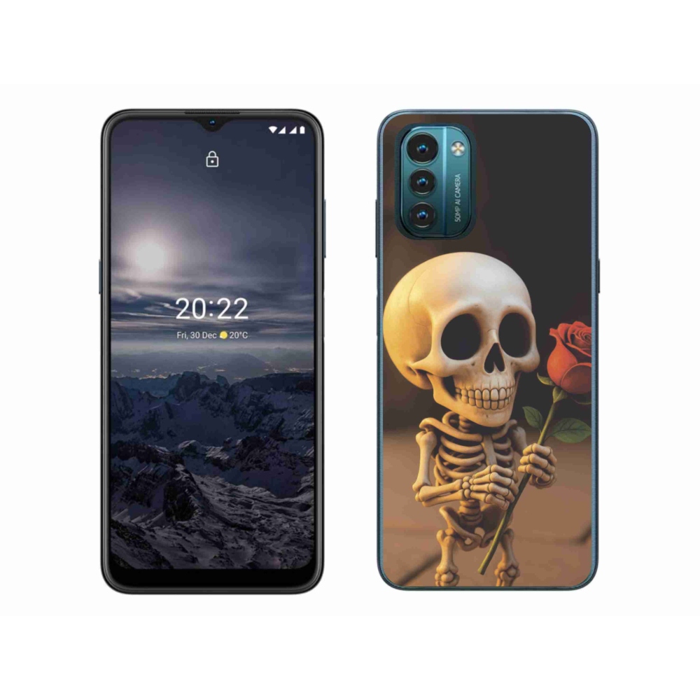 Gelový kryt mmCase na Nokia G11/G21 - kostlivec s růží