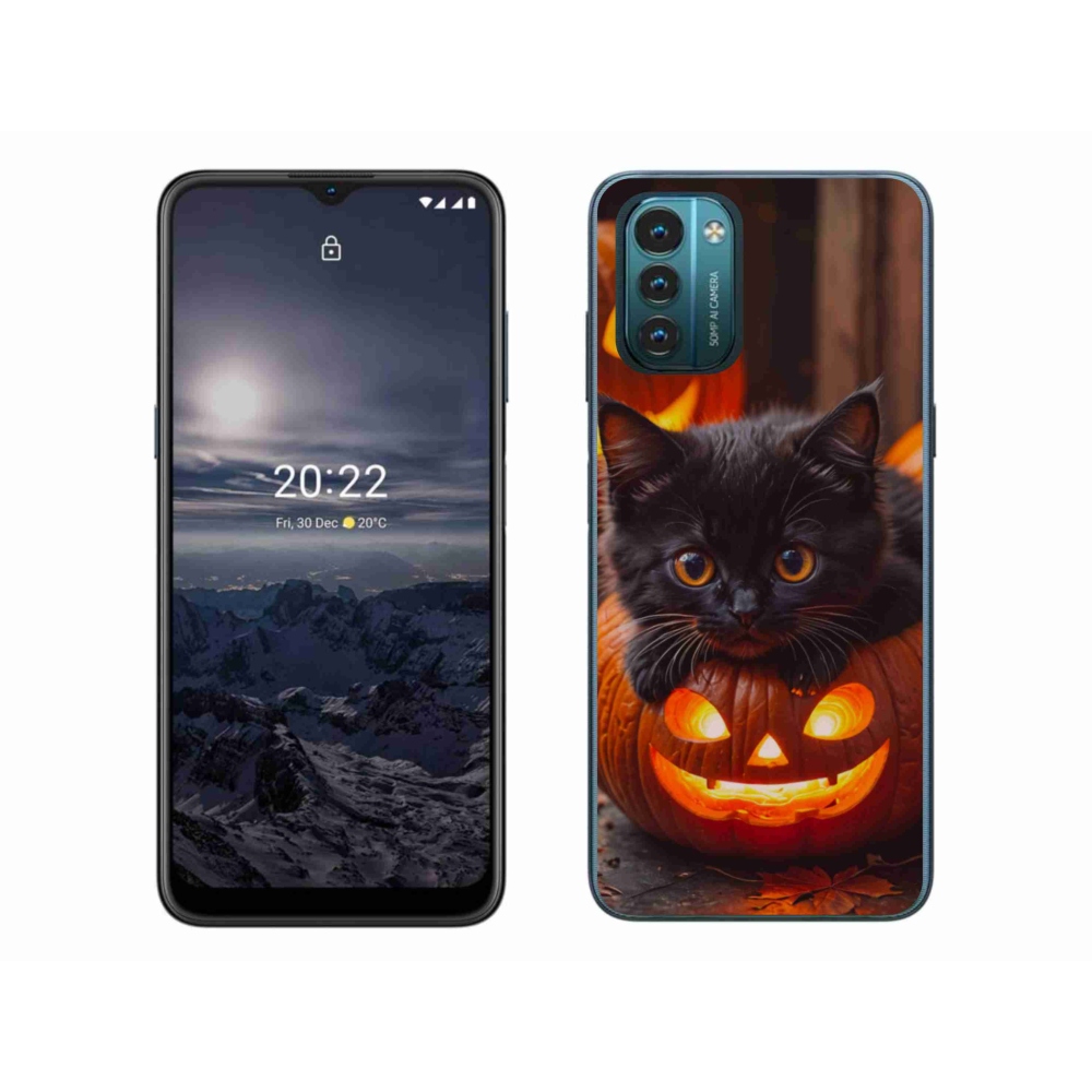 Gelový kryt mmCase na Nokia G11/G21 - kotě a dýně