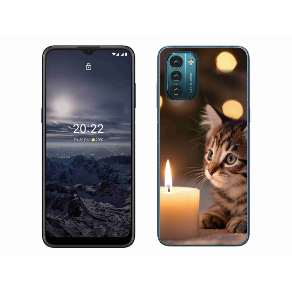Gelový kryt mmCase na Nokia G11/G21 - kotě a svíčka