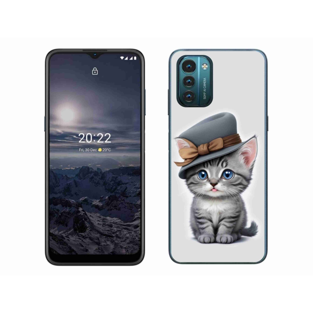 Gelový kryt mmCase na Nokia G11/G21 - kotě s kloboukem