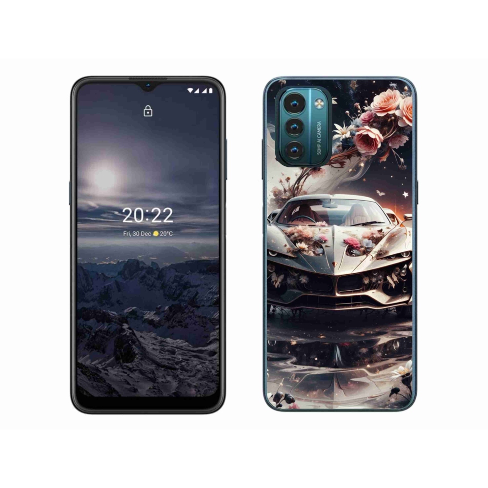 Gelový kryt mmCase na Nokia G11/G21 - květinový sportovní vůz