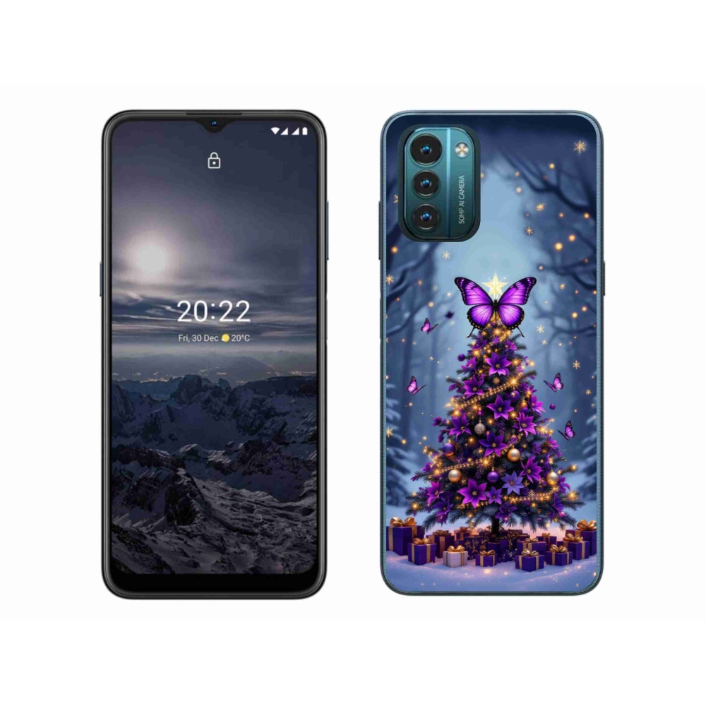 Gelový kryt mmCase na Nokia G11/G21 - motýlí vánoční stromek