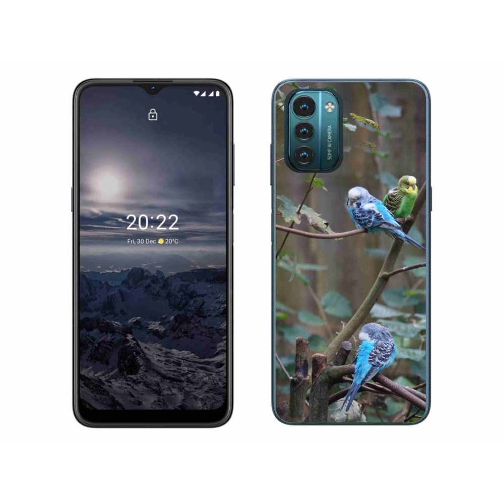 Gelový kryt mmCase na Nokia G11/G21 - papoušci na větvi