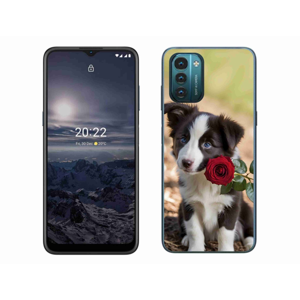 Gelový kryt mmCase na Nokia G11/G21 - roztomilá border kolie s růží