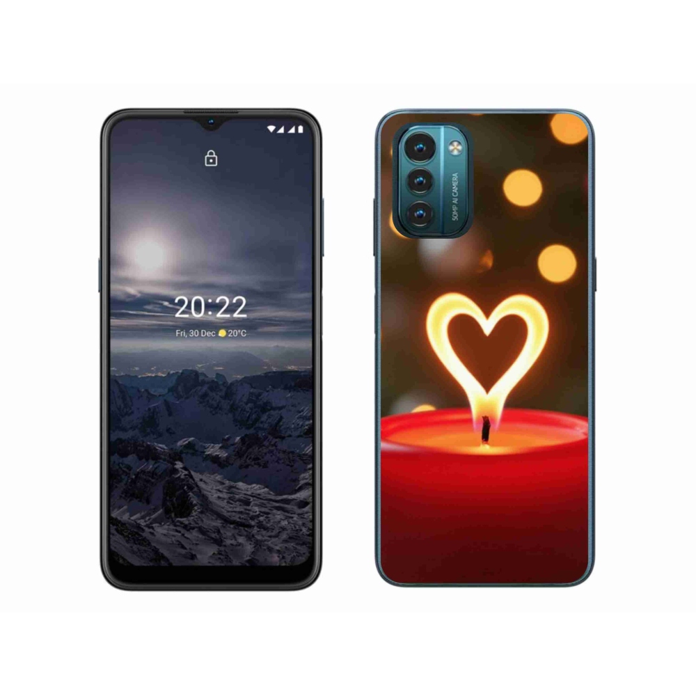 Gelový kryt mmCase na Nokia G11/G21 - srdce z plamene