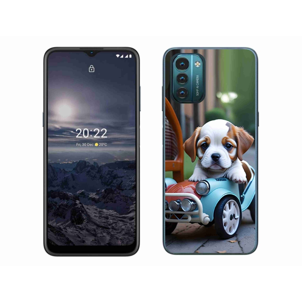 Gelový kryt mmCase na Nokia G11/G21 - štěně v retro autě