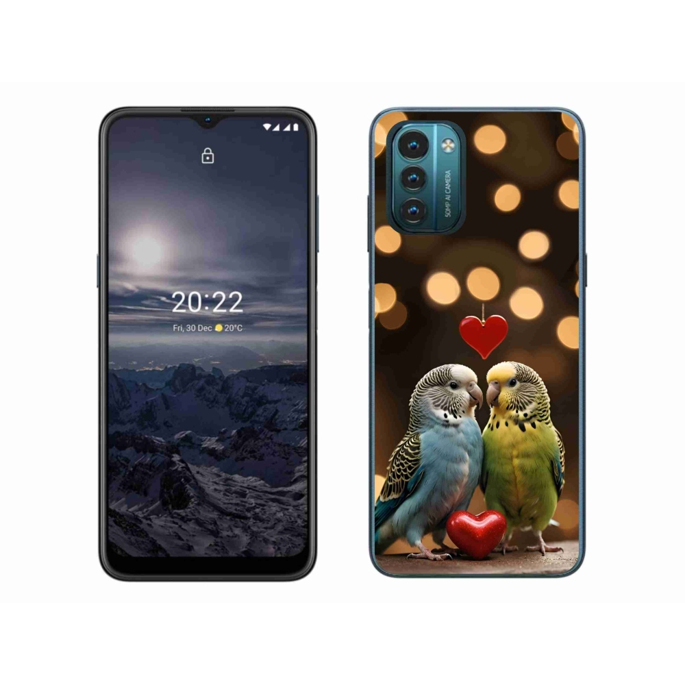 Gelový kryt mmCase na Nokia G11/G21 - zamilovaní papoušci
