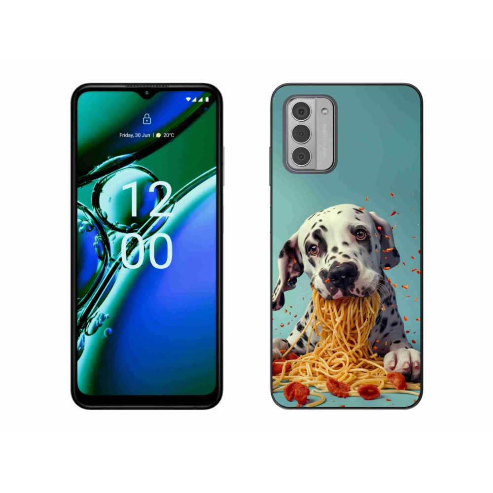 Gelový kryt mmCase na Nokia G42 - dalmatin a špagety