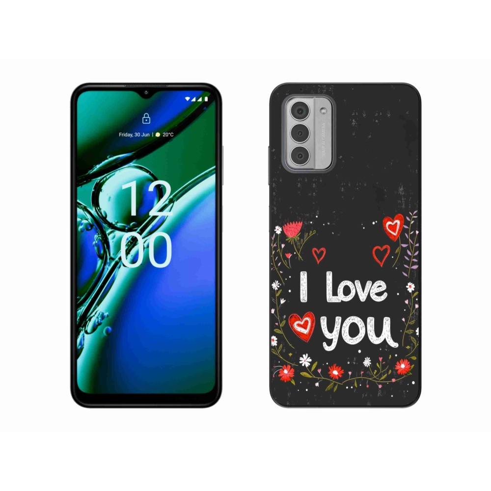 Gelový kryt mmCase na Nokia G42 - I love you černé pozadí