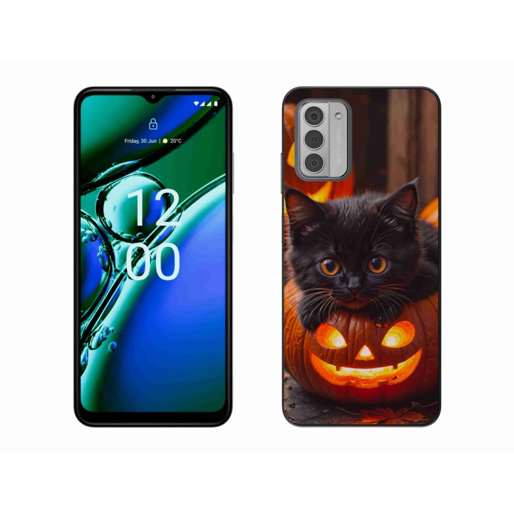 Gelový kryt mmCase na Nokia G42 - kotě a dýně