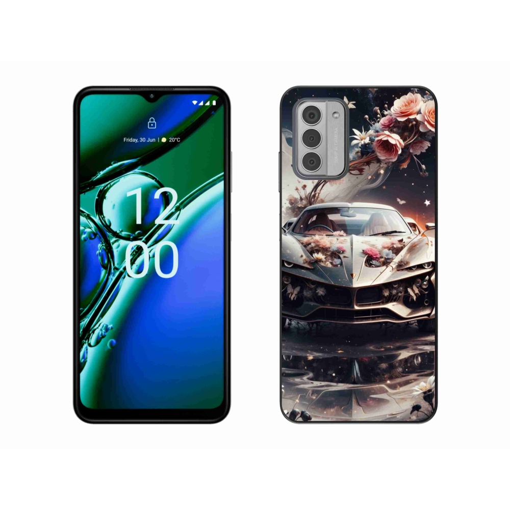 Gelový kryt mmCase na Nokia G42 - květinový sportovní vůz