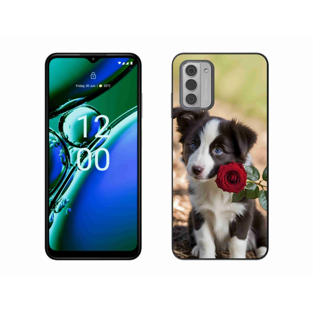 Gelový kryt mmCase na Nokia G42 - roztomilá border kolie s růží