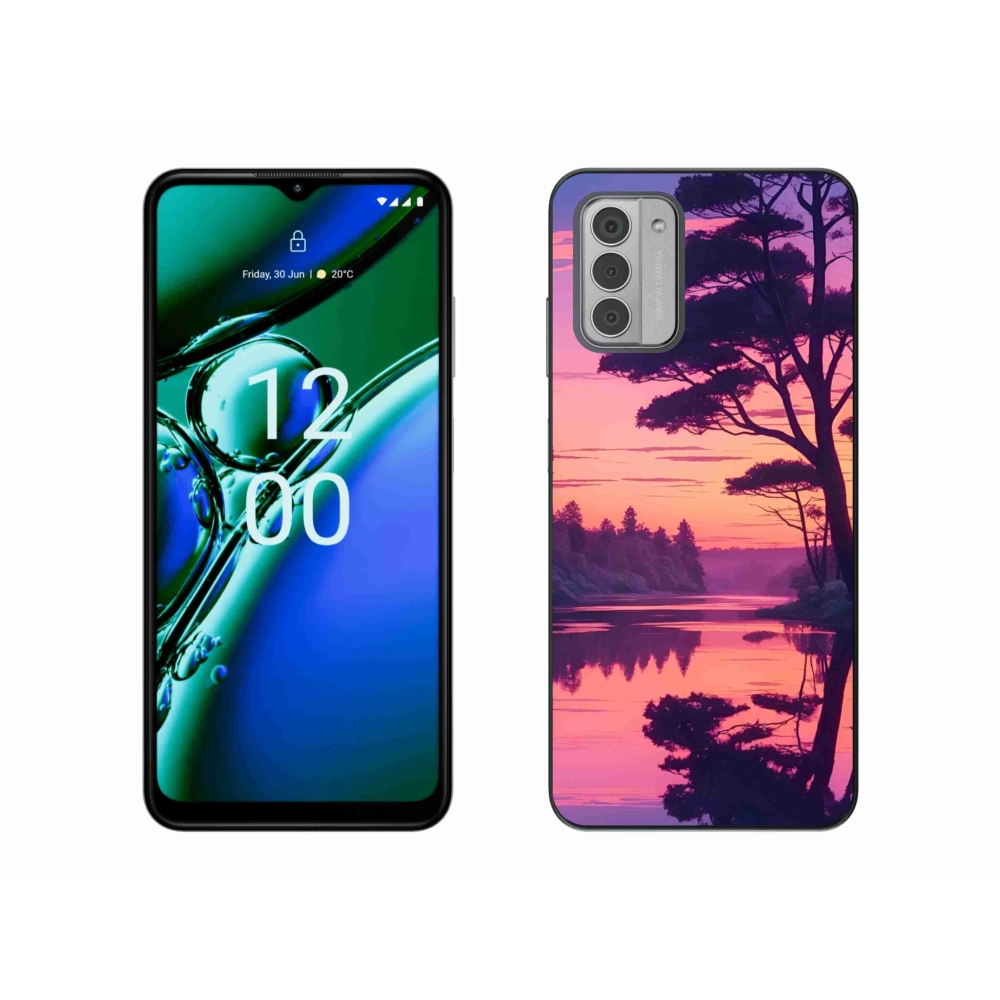 Gelový kryt mmCase na Nokia G42 - západ slunce nad jezerem