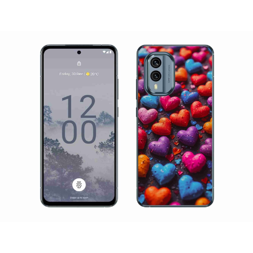 Gelový kryt mmCase na Nokia X30 5G - barevná srdce