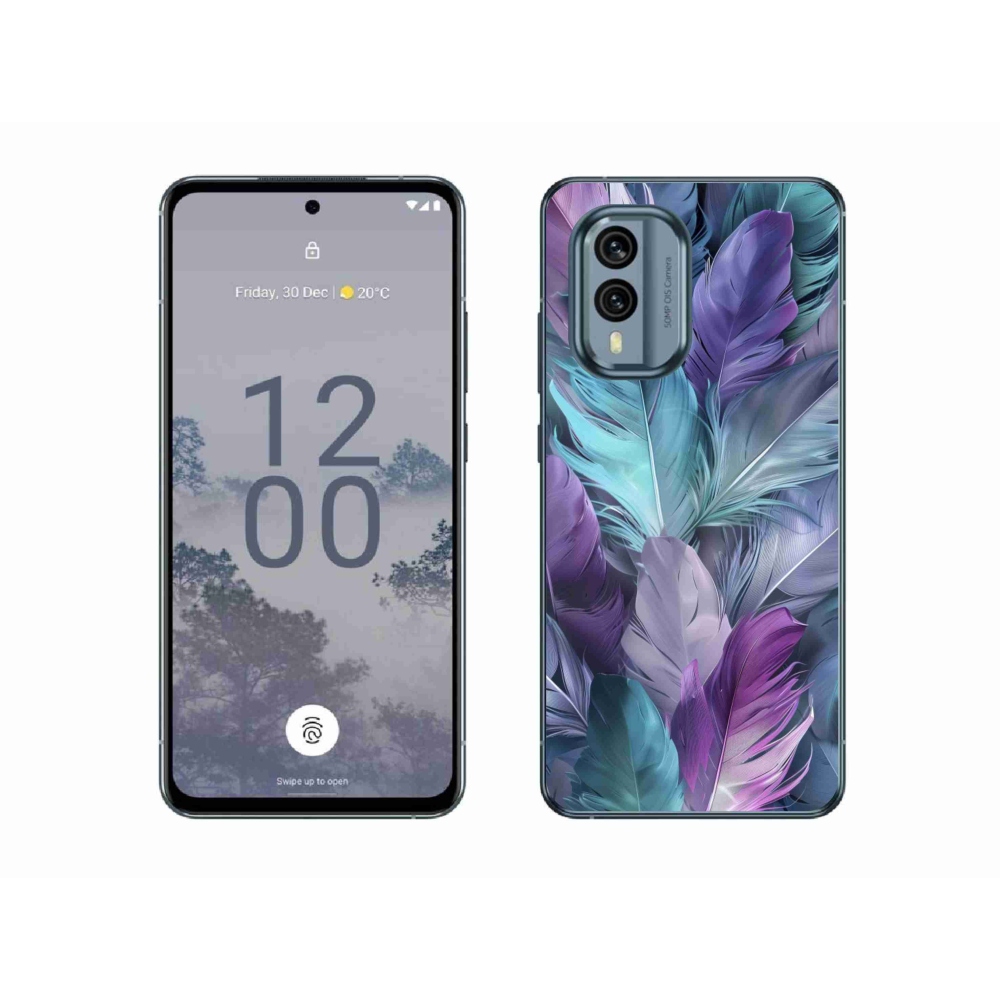 Gelový kryt mmCase na Nokia X30 5G - barevné peří 2