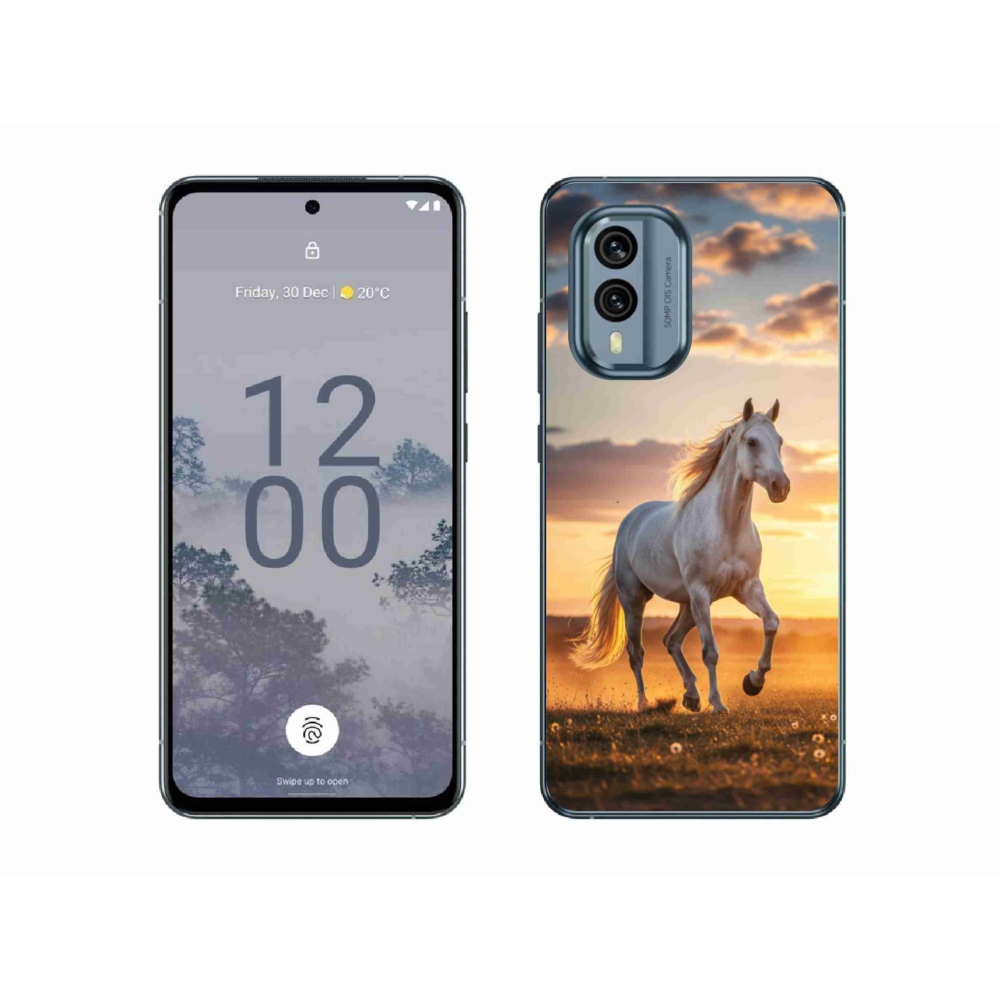 Gelový kryt mmCase na Nokia X30 5G - běžící bílý kůň 2