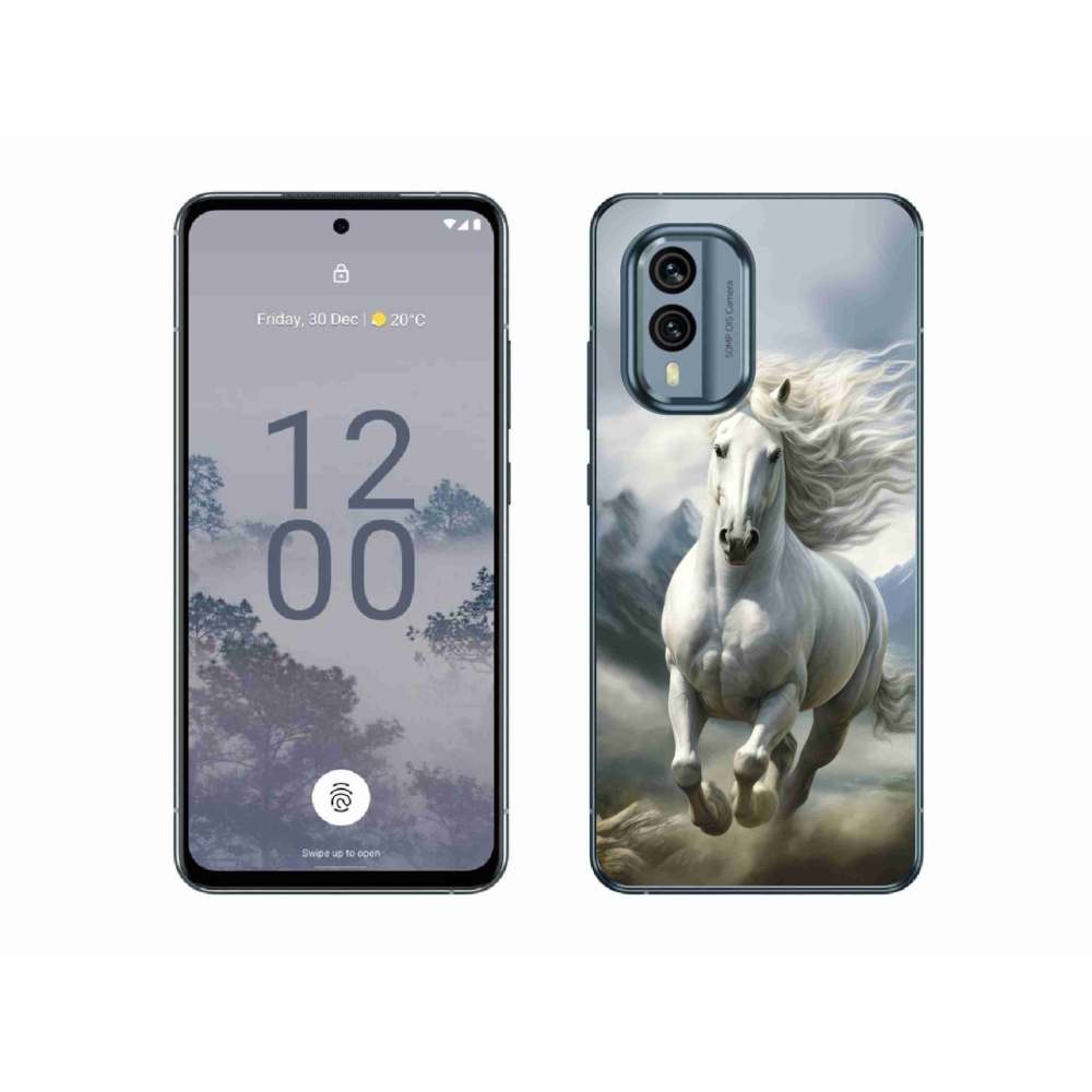 Gelový kryt mmCase na Nokia X30 5G - běžící bílý kůň 3