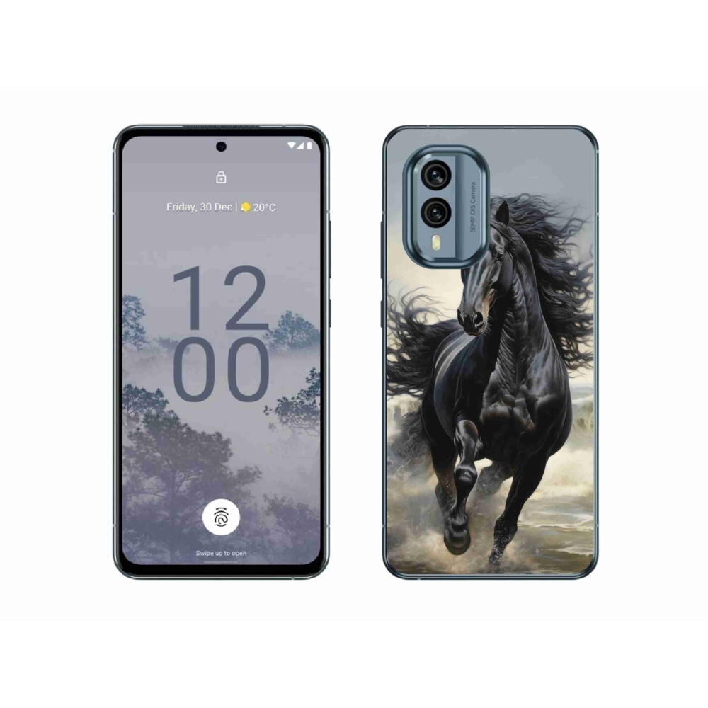 Gelový kryt mmCase na Nokia X30 5G - běžící černý kůň