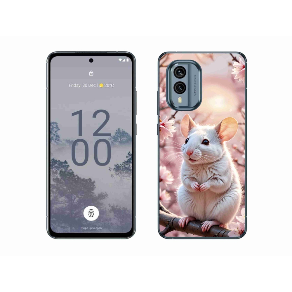 Gelový kryt mmCase na Nokia X30 5G - bílá myš na větvi